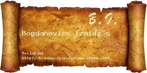 Bogdanovics Izaiás névjegykártya